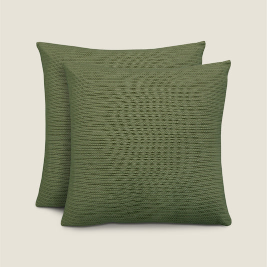 Waffle Cushion Covers - Green (Pack of 2)