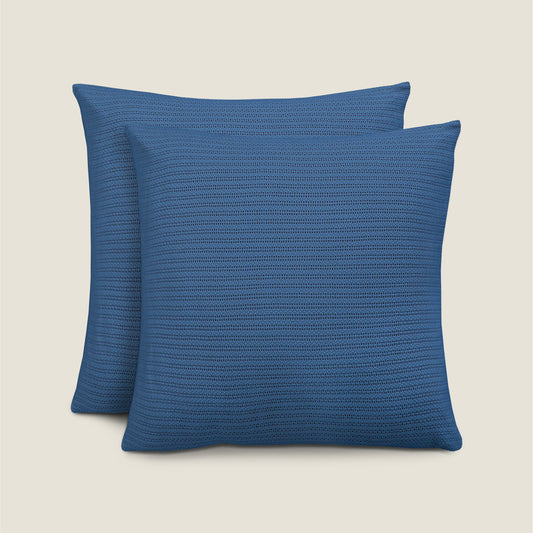 Waffle Cushion Covers - Blue (Pack of 2)