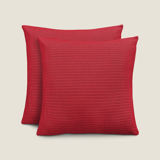 Waffle Cushion Covers - Scarlet (Pack of 2)