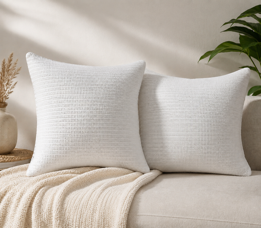 Waffle Cushion Covers - White (Pack of 2)